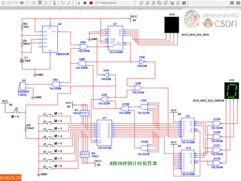 【multisim仿真】10秒倒计时8路抢答器抢答器multisim Csdn博客