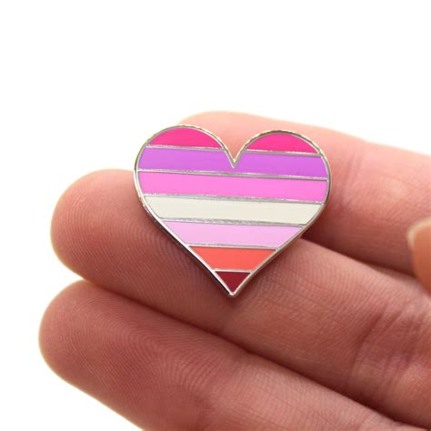 Pride Lgbtq Gay Lipstick Lesbian Flag Heart Enamel Pin Compoco