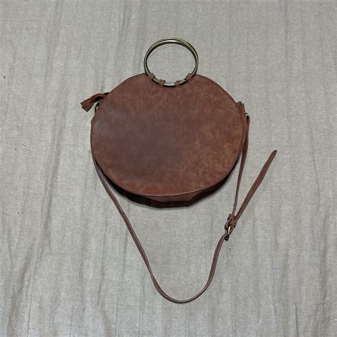 Anthropologie Purse Marla Cross Body Round Brown Faux Leather Whip