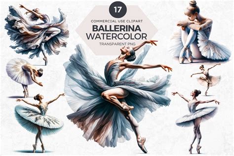 Elegant Ballerina Watercolor Art, Graceful Dancer PNG Clipart