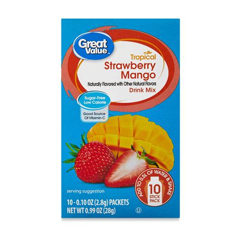 Great Value Sugar Free Tropical Strawberry Mango Drink Mix 099 Oz 10