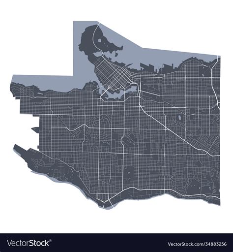 Vancouver map detailed city Royalty Free Vector Image