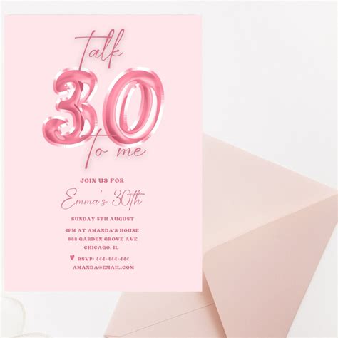 Pink Talk 30 To Me Birthday Invitation Turning 30 Birthday Etsy