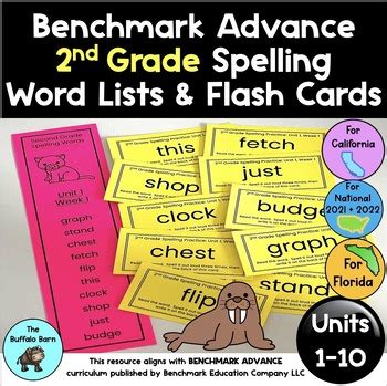 Benchmark Advance 2nd SECOND GRADE Spelling Lists For Units 1 10