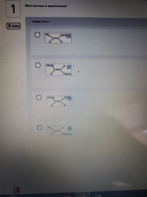 Solved Which structure to trans 3-hexene 1 1 Multiple Choice | Chegg.com