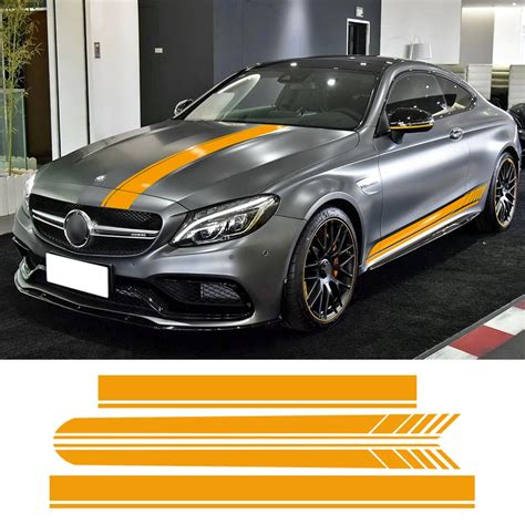 Edition 1 Car Hood Roof Racing Side Skirt Stripes Vinyl Decal Sticker For Mercedes Benz C63