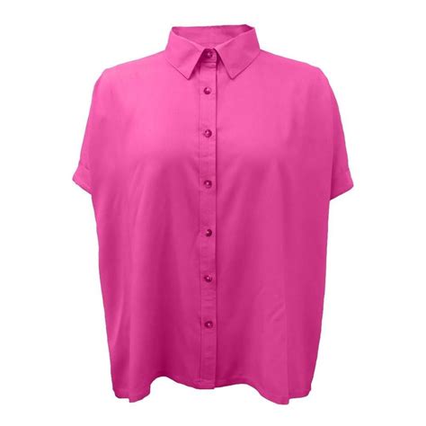 Blusa George Talla EG Manga Corta Con Botones Al Frente Fucsia Walmart