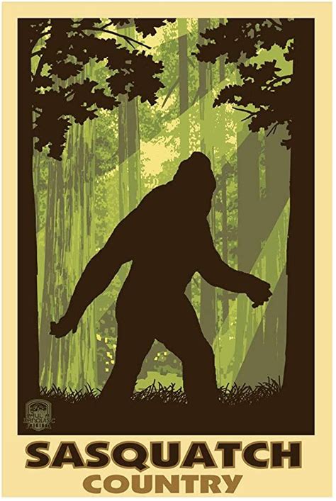 Sasquatch Country Bigfoot Shadow Giclee Art Print Poster From Travel