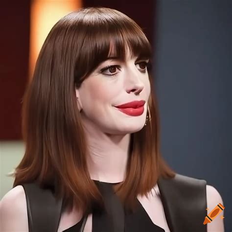 Anne Hathaway Getting Her Bangs Trimmed On A Talk Show