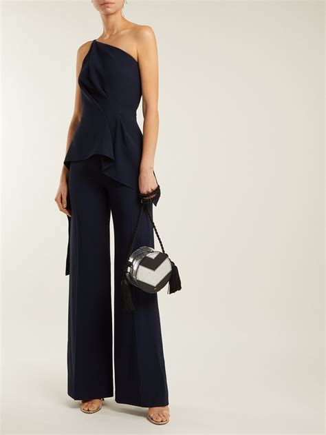 Charlesworth Asymmetric Peplum Crepe Jumpsuit Roland Mouret