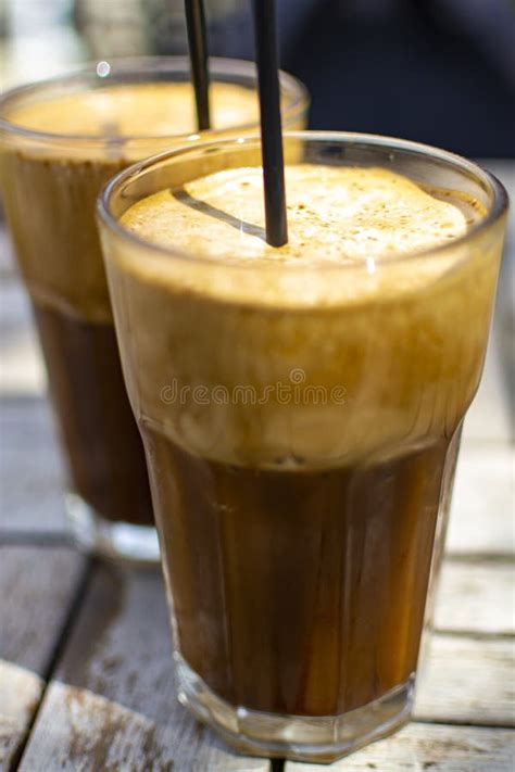 Traditional Greek Cold Coffee Frappe Made From Water Instant Coffee