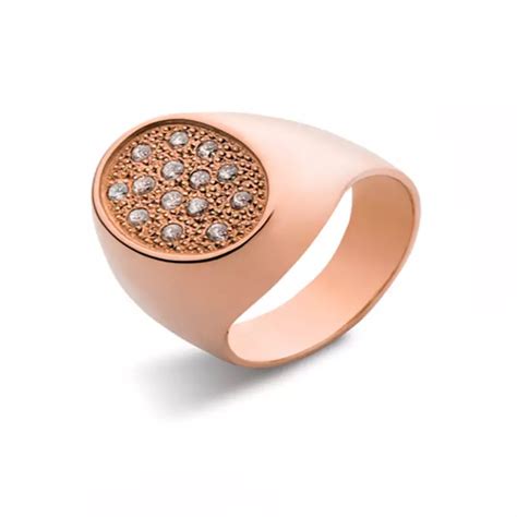 Jb Joyas Baron Anillo De Oro Rosado 18kt Modelo Oval Con 14 Diamantes