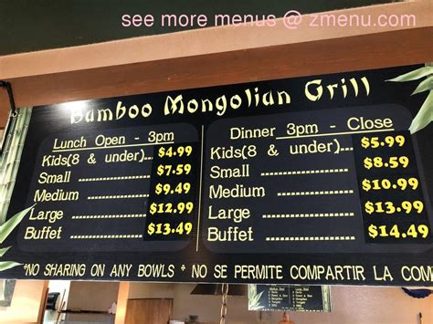 Online Menu Of Bamboo Mongolian Grill Restaurant Pasco Washington