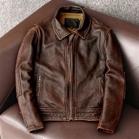 Men S Leather Jacket Biker Jacket Men Brown Leather Jacket Distressed Jacket Waxed Jacket Slim