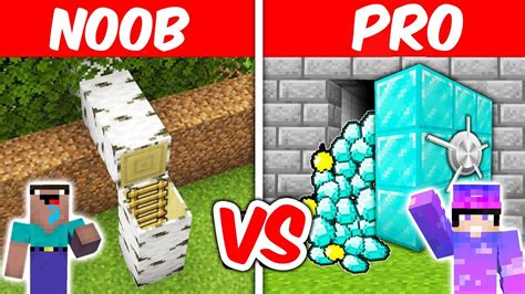 Minecraft Noob Vs Pro Secret Hidden Base Build Challenge Shivang02