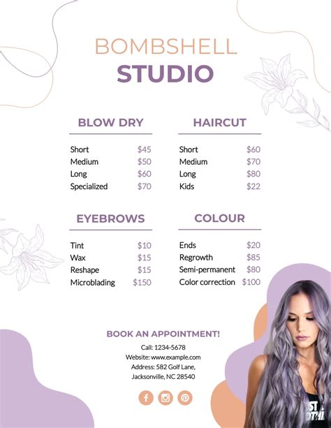 Salon Menu Template Visme