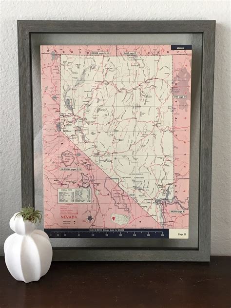 S Nevada State Map Vintage Atlas Etsy