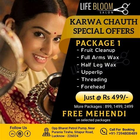 Life Bloom Salon special package offers for this Karwa Chauth 🙆 Package ...