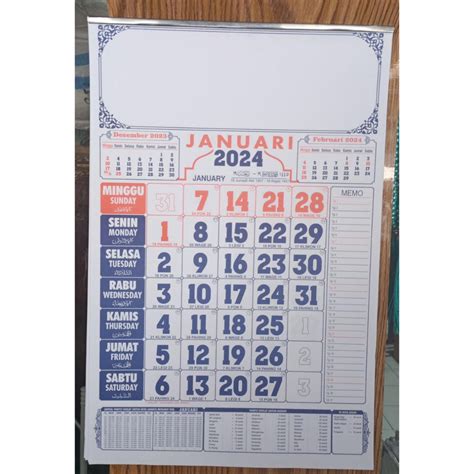 Jual 2024 Kalender Dinding 2024 Besar Per Bulan 2024 Wall Calender Shopee Indonesia