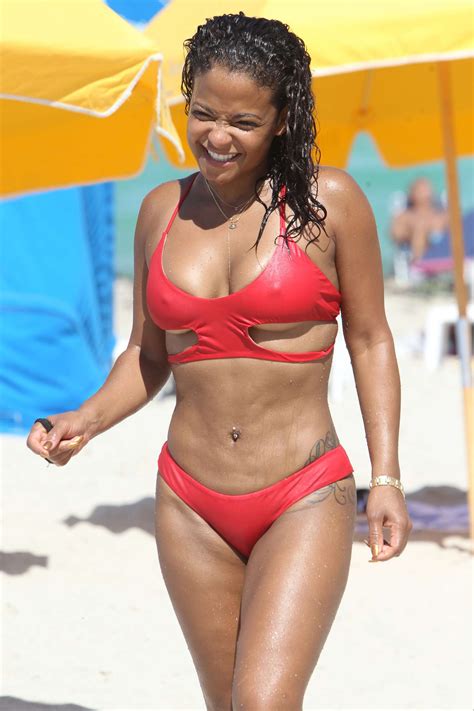 Christina Milian In Red Bikini On The Beach In Miami Gotceleb