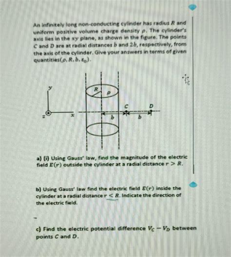 Solved An Infinitely Long Non Conducting Cylinder Has Radius Chegg