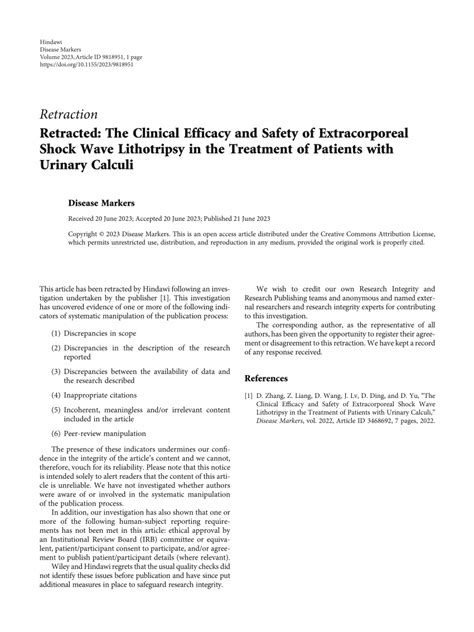 PDF Retracted The Clinical Efficacy And Safety Of Extracorporeal