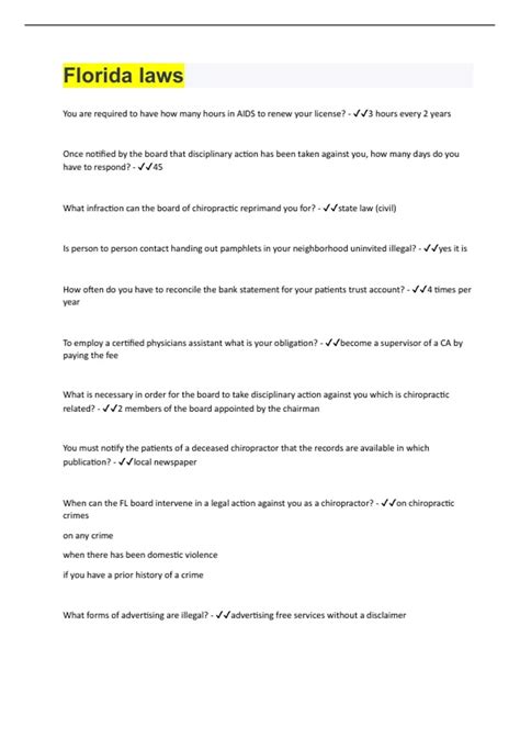 Florida laws | Questions With 100% Correct Answers | Verified - Florida