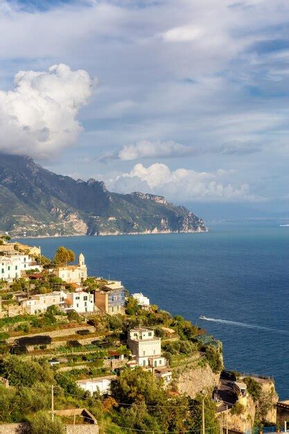 Premium Photo Touristic Town Amalfi On Rocky Cliffs And Mountain