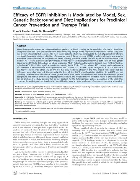 Pdf Efficacy Of Egfr Inhibition Is Modulated By Model Sex Genetic