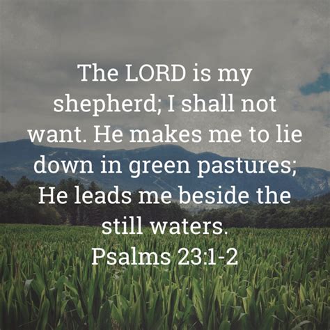 Psalms 23 1 2 The Lord Is My Shepherd I Shall Not Want He Makes Me To