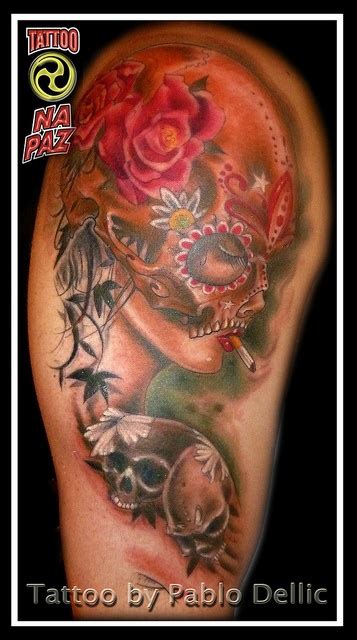 Mujer Calavera Tattoo By Pablo Dellic Tattoos Calavera Tattoo