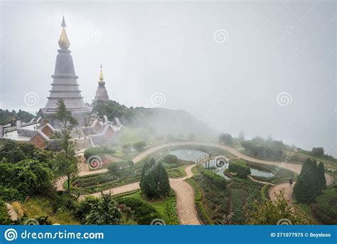 An Iconic Two Chedis Near The Summit Of Doi Inthanon The Highest