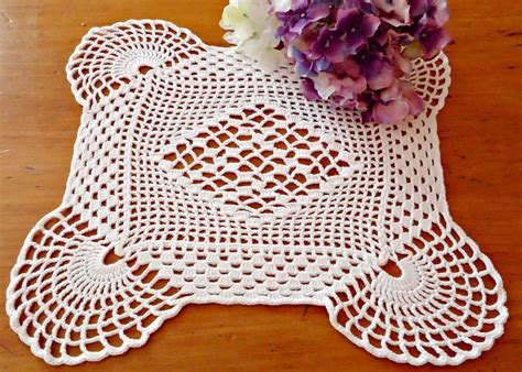 Crocheted Doily Large White Vintage Doilys Doilies Centerpiece Etsy