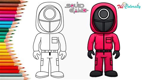 How To Draw Squid Game ⭕ Worker Guard Easy Drawing Squid Game Characters Red Guard Uniform