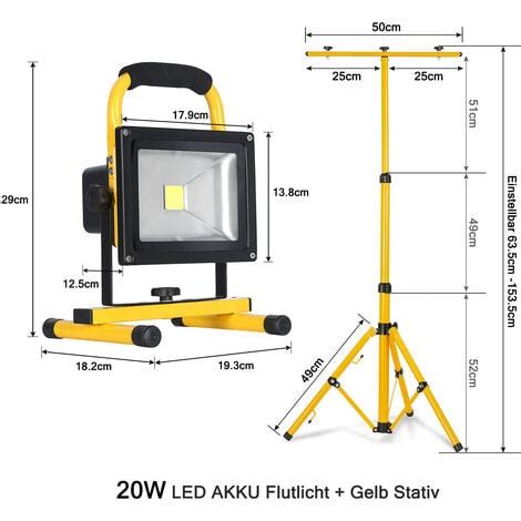 Uisebrt Projecteur De Chantier Led Rechargeable X W Projecteur