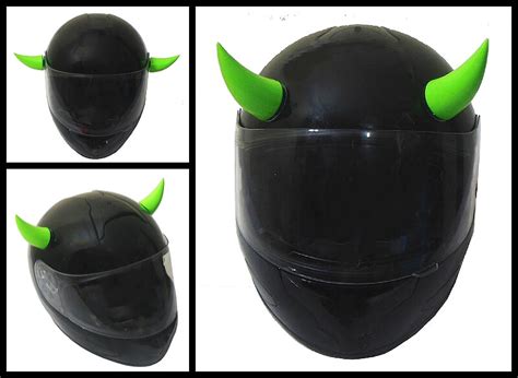 Green Rubber Motorcycle Helmet Horns