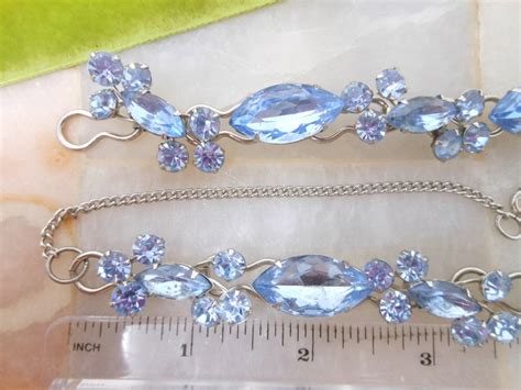 Vintage Blue Rhinestone Necklace Bracelet Earrings Set Crystal Etsy