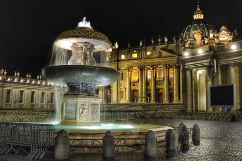 Fountain In Rome At Night