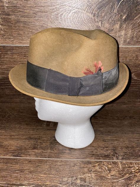 Vintage Dobbs Fifth Ave Fedora Hat Cap Size 7 Brown Felt Black Band