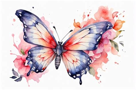 Premium Photo Watercolor Colorful Butterfly Illustration AI Generated