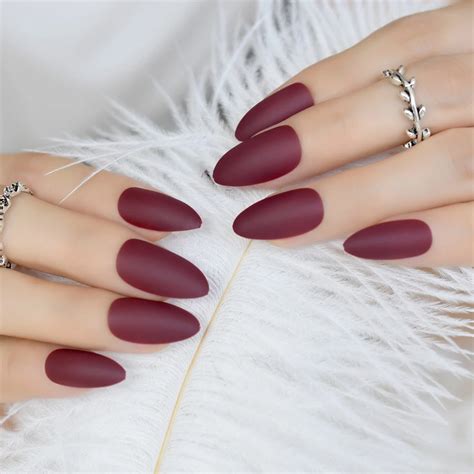 Matte Red Almond Nails