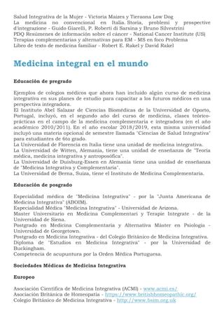 Estado Del Arte De La Medicina Integrativa En El Mundo Pdf