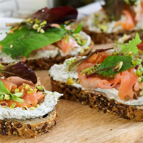 Bruschetta With Smoked Salmon Fresh Cheese And Dill