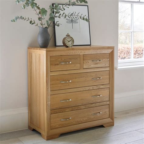 Bevel Drawer Chest In Natural Solid Oak Oak Furniture Land