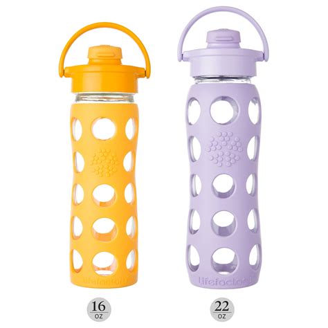 Lifefactory 16 Ounce BPA Free Glass Water Bottle With Flip Cap And