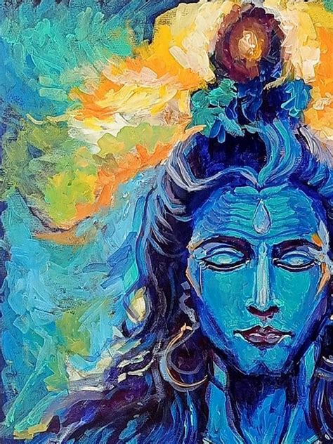 Lord Shiva - Abstract Painting | Acrylic On Canvas | By Antara Pain | Exotic India Art