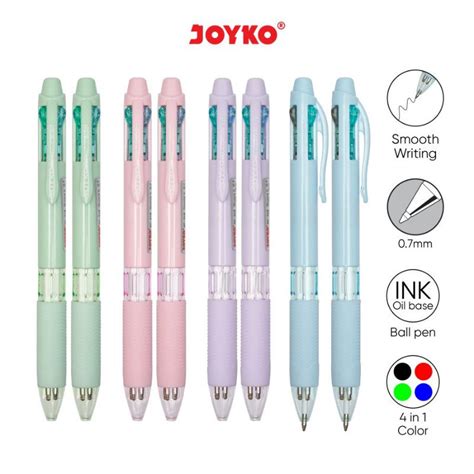 Jual Pulpen 4 Warna Joyko Bp 348 Quaco 4 0 7mm 1pak 12pcs Shopee