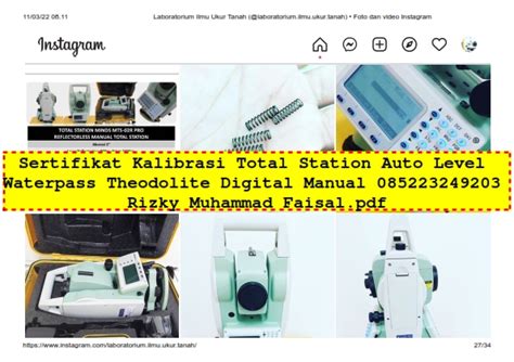 Sertifikat Kalibrasi Total Station Auto Level Waterpass Theodolite