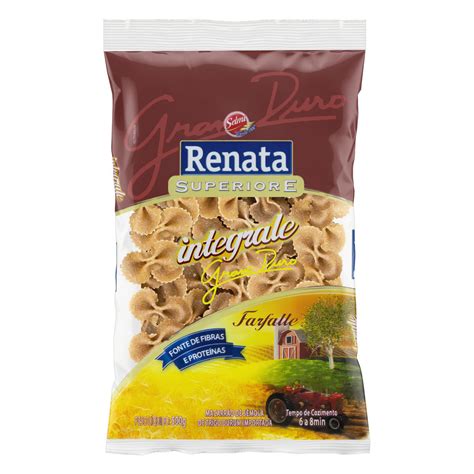 Macarrão De Sêmola Grano Duro Integral Farfalle Renata Superiore 500g