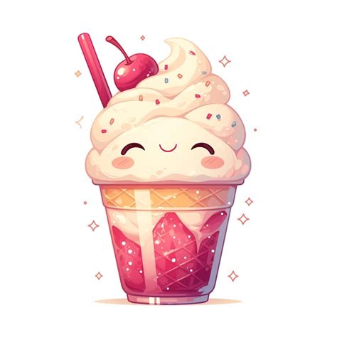 Premium Vector Smooth Vanilla Milkshake Dessert Cartoon Art